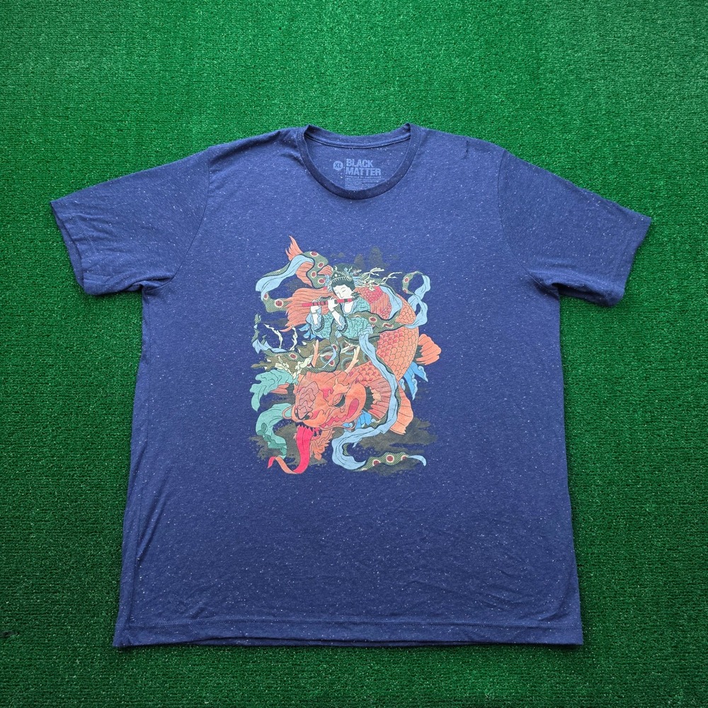 Black Matter Threadless Koi No Takinobori Tshirt Mens XL Blue Japanese Art